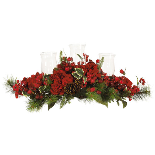 The Holiday Aisle® Hydrangea Candelabrum Arrangement in Vase & Reviews